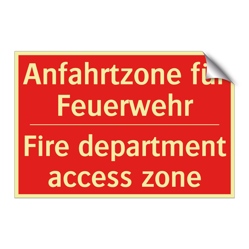 Anfahrtzone für Feuerwehr - Fire department access zone