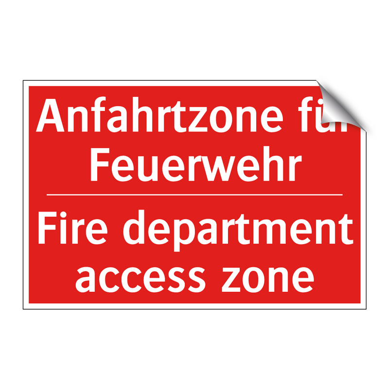 Anfahrtzone für Feuerwehr - Fire department access zone