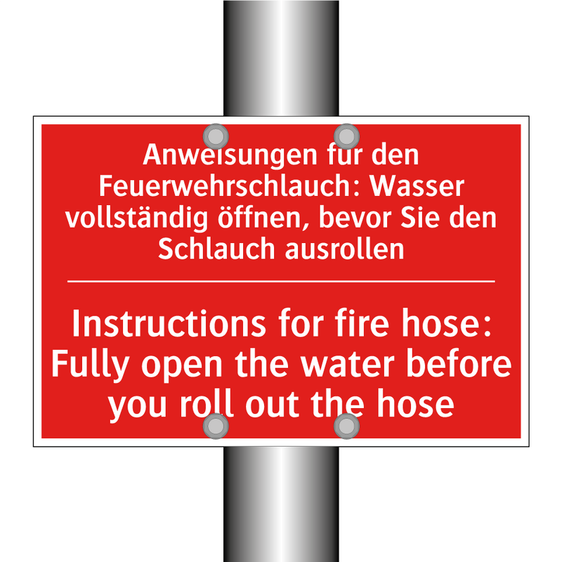 Anweisungen für den Feuerwehrschlauch: /.../ - Instructions for fire hose: Fully /.../