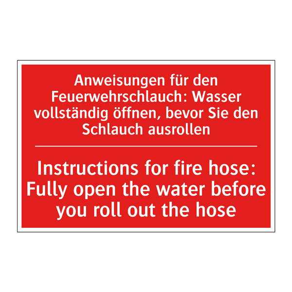 Anweisungen für den Feuerwehrschlauch: /.../ - Instructions for fire hose: Fully /.../