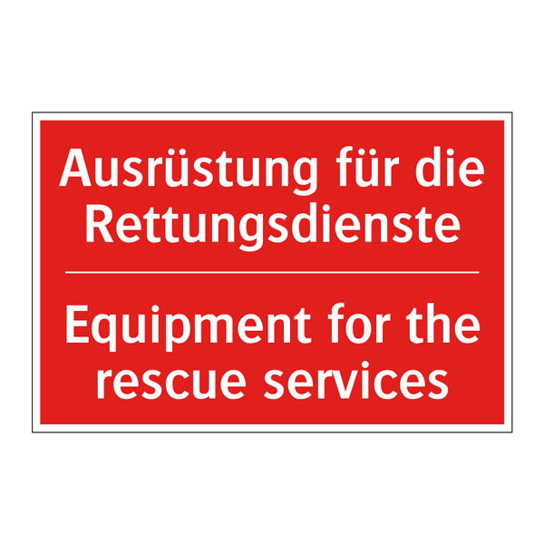 Ausrüstung für die Rettungsdienste/.../ - Equipment for the rescue services/.../