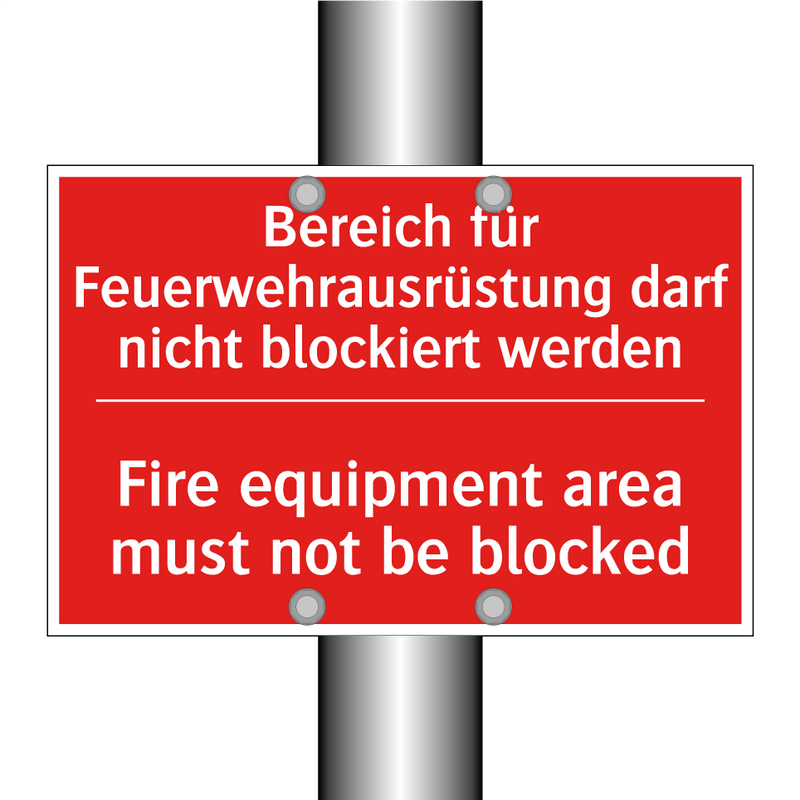 Bereich für Feuerwehrausrüstung /.../ - Fire equipment area must not be /.../