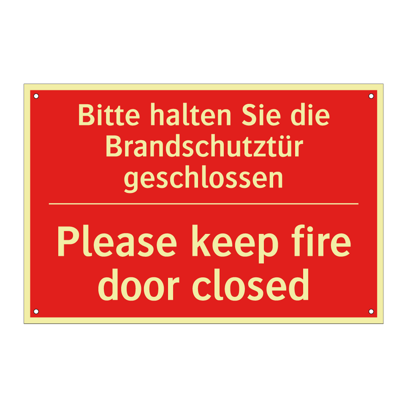 Bitte halten Sie die Brandschutztür /.../ - Please keep fire door closed