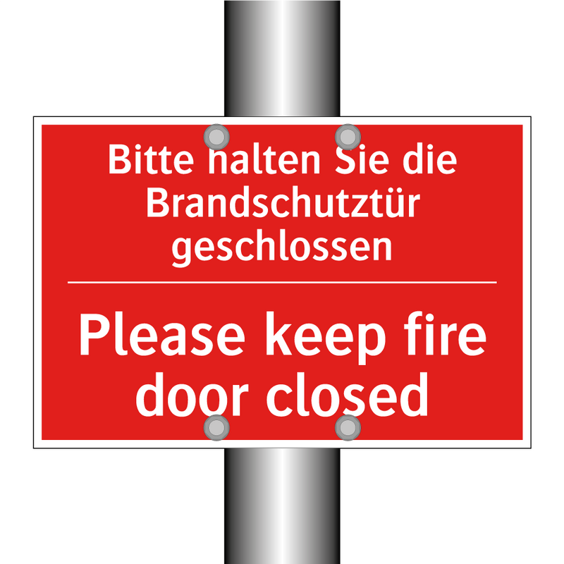 Bitte halten Sie die Brandschutztür /.../ - Please keep fire door closed