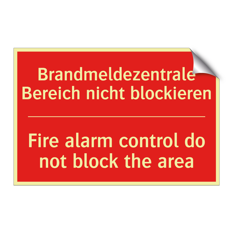 Brandmeldezentrale Bereich nicht /.../ - Fire alarm control do not block /.../