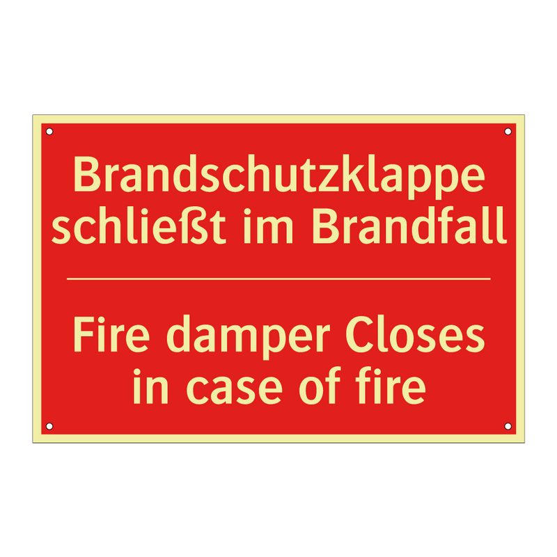 Brandschutzklappe schließt im /.../ - Fire damper Closes in case of /.../