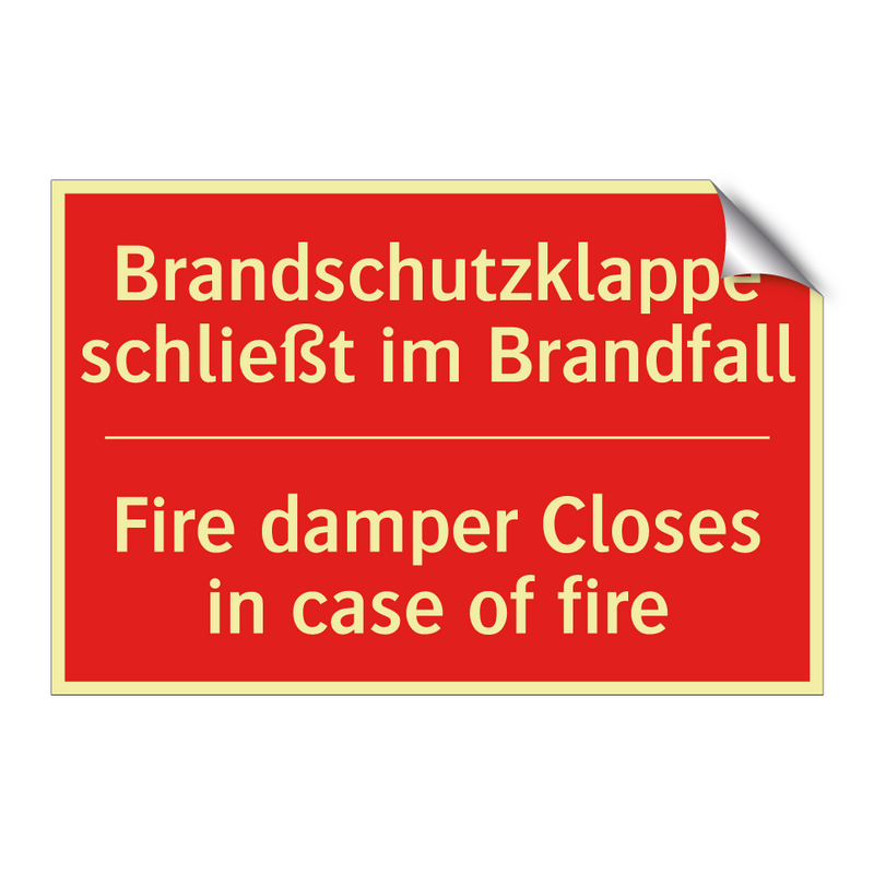 Brandschutzklappe schließt im /.../ - Fire damper Closes in case of /.../