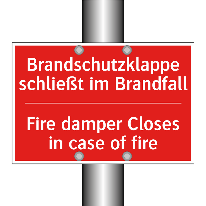 Brandschutzklappe schließt im /.../ - Fire damper Closes in case of /.../