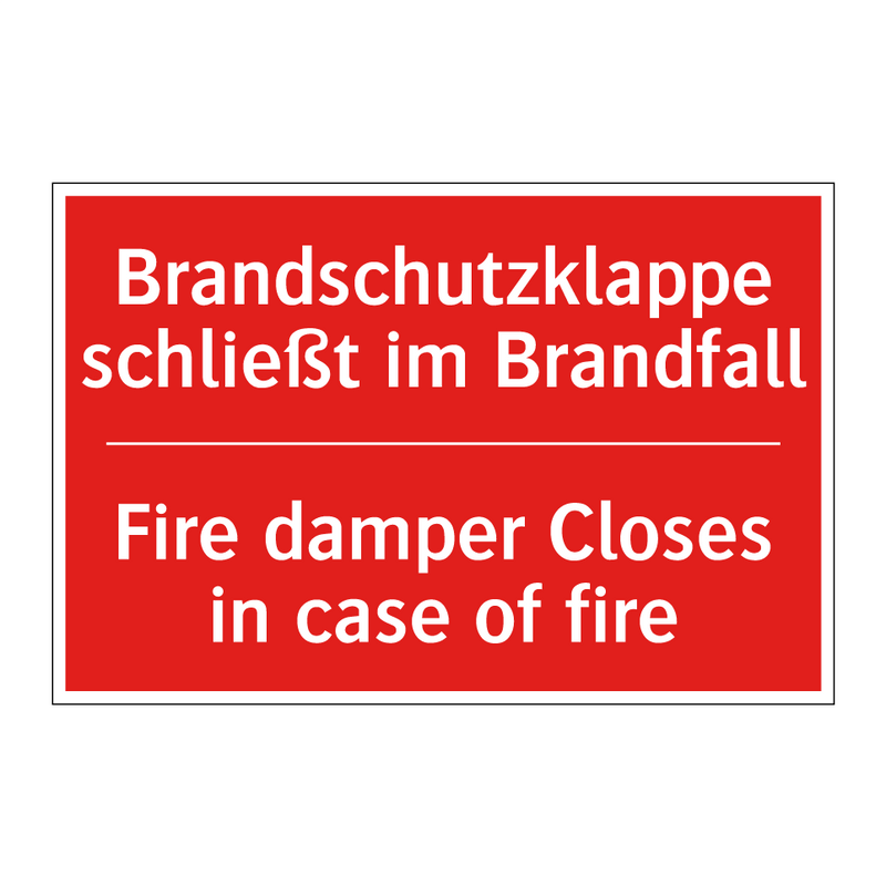 Brandschutzklappe schließt im /.../ - Fire damper Closes in case of /.../