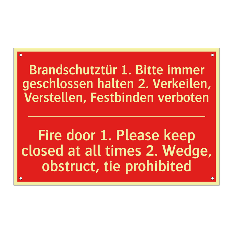 Brandschutztür 1. Bitte immer /.../ - Fire door 1. Please keep closed /.../