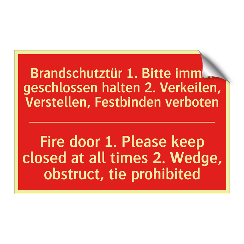 Brandschutztür 1. Bitte immer /.../ - Fire door 1. Please keep closed /.../