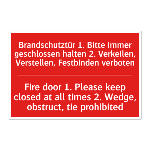 Brandschutztür 1. Bitte immer /.../ - Fire door 1. Please keep closed /.../