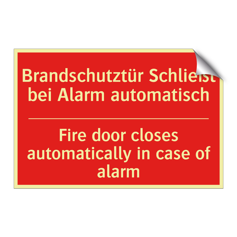 Brandschutztür Schließt bei Alarm /.../ - Fire door closes automatically /.../