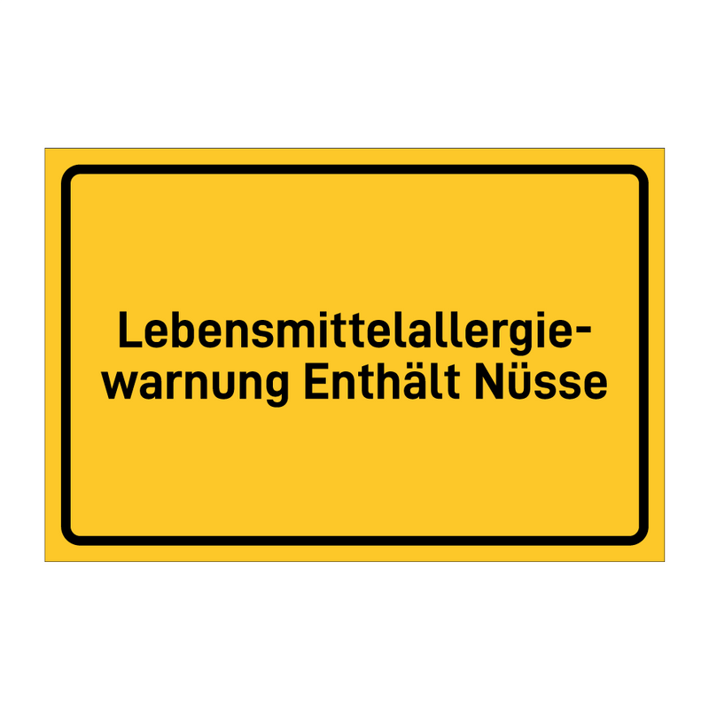 Lebensmittelallergie- warnung Enthält Nüsse