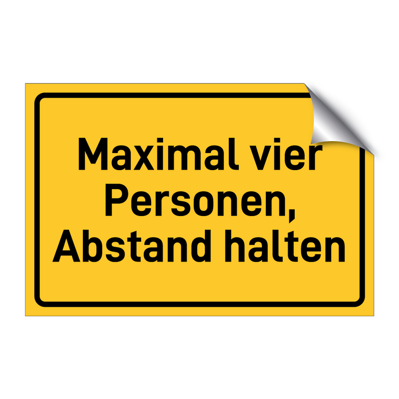 Maximal vier Personen, Abstand halten