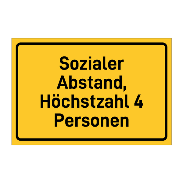 Sozialer Abstand, Höchstzahl 4 Personen