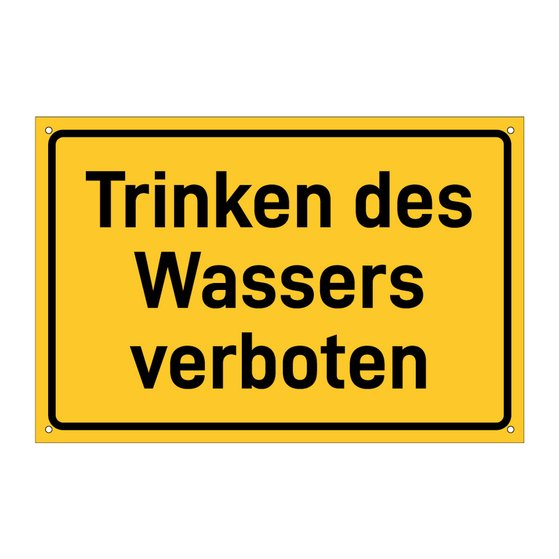 Trinken des Wassers verboten