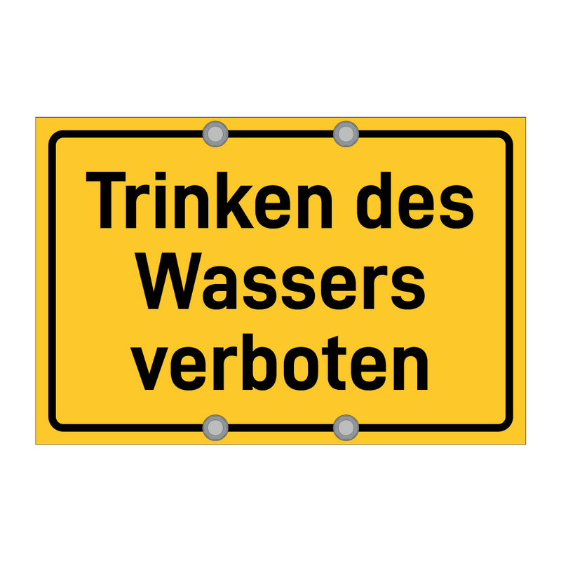 Trinken des Wassers verboten