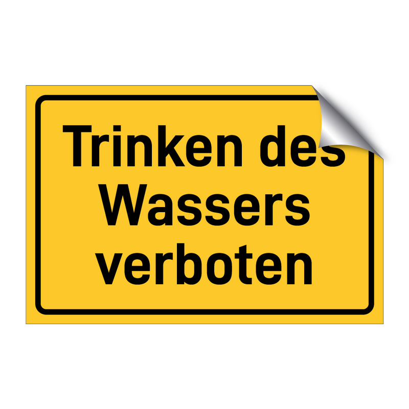 Trinken des Wassers verboten