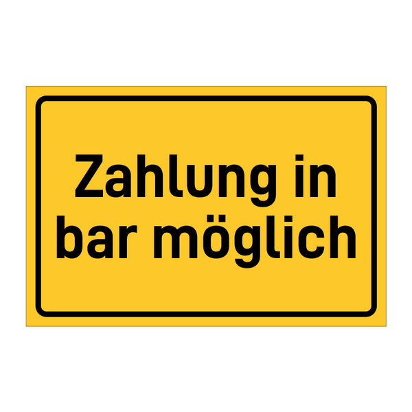 Zahlung in bar möglich