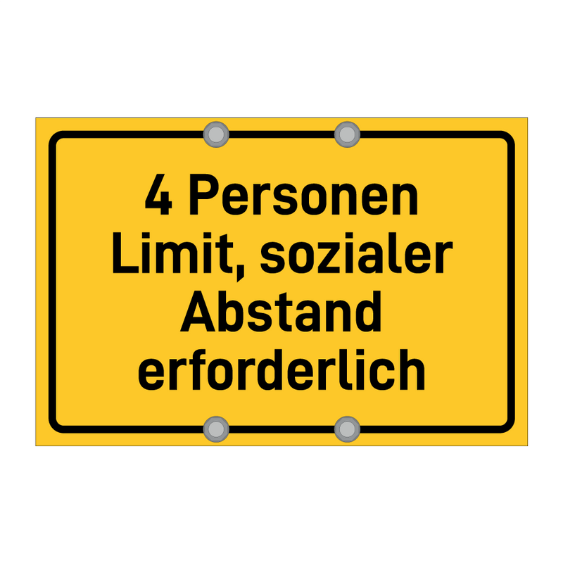 4 Personen Limit, sozialer Abstand erforderlich & 4 Personen Limit, sozialer Abstand erforderlich