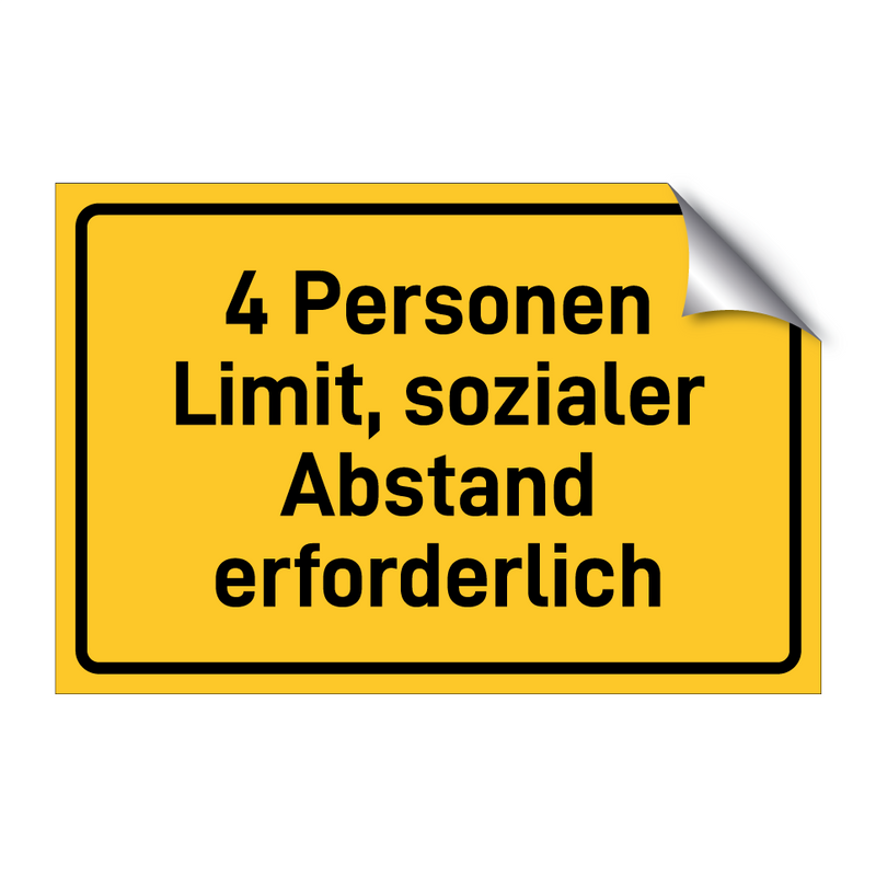 4 Personen Limit, sozialer Abstand erforderlich & 4 Personen Limit, sozialer Abstand erforderlich