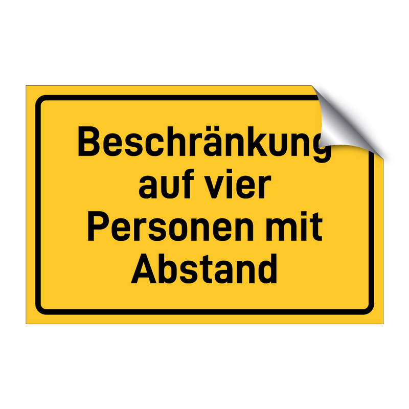 Beschränkung auf vier Personen mit Abstand & Beschränkung auf vier Personen mit Abstand