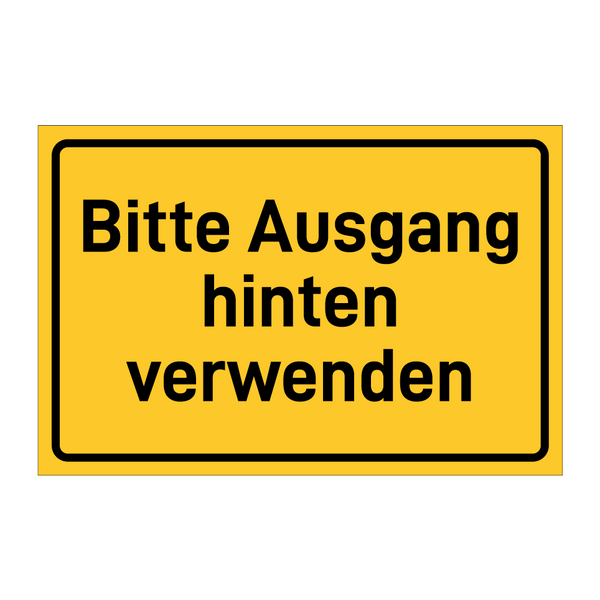 Bitte Ausgang hinten verwenden & Bitte Ausgang hinten verwenden & Bitte Ausgang hinten verwenden