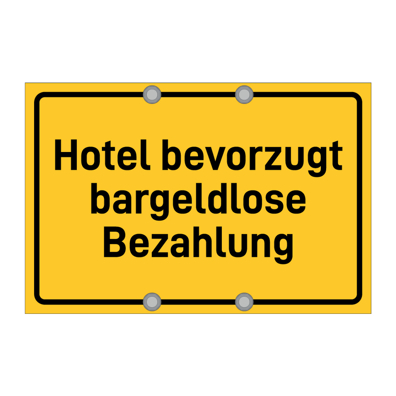 Hotel bevorzugt bargeldlose Bezahlung