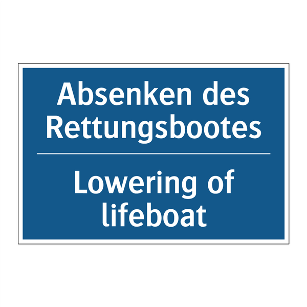 Absenken des Rettungsbootes - Lowering of lifeboat