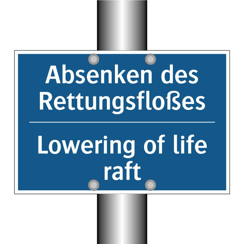 Absenken des Rettungsfloßes - Lowering of life raft