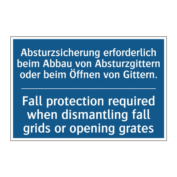 Absturzsicherung erforderlich /.../ - Fall protection required when /.../