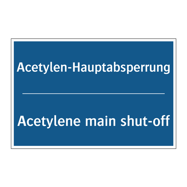 Acetylen-Hauptabsperrung - Acetylene main shut-off