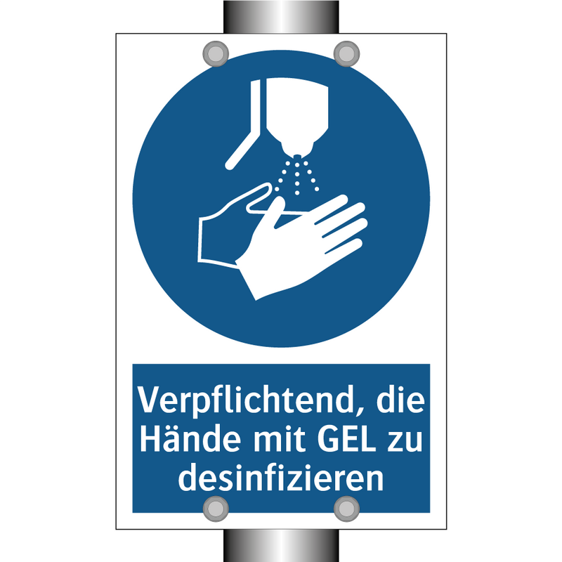Verpflichtend, die Hände mit GEL zu desinfizieren