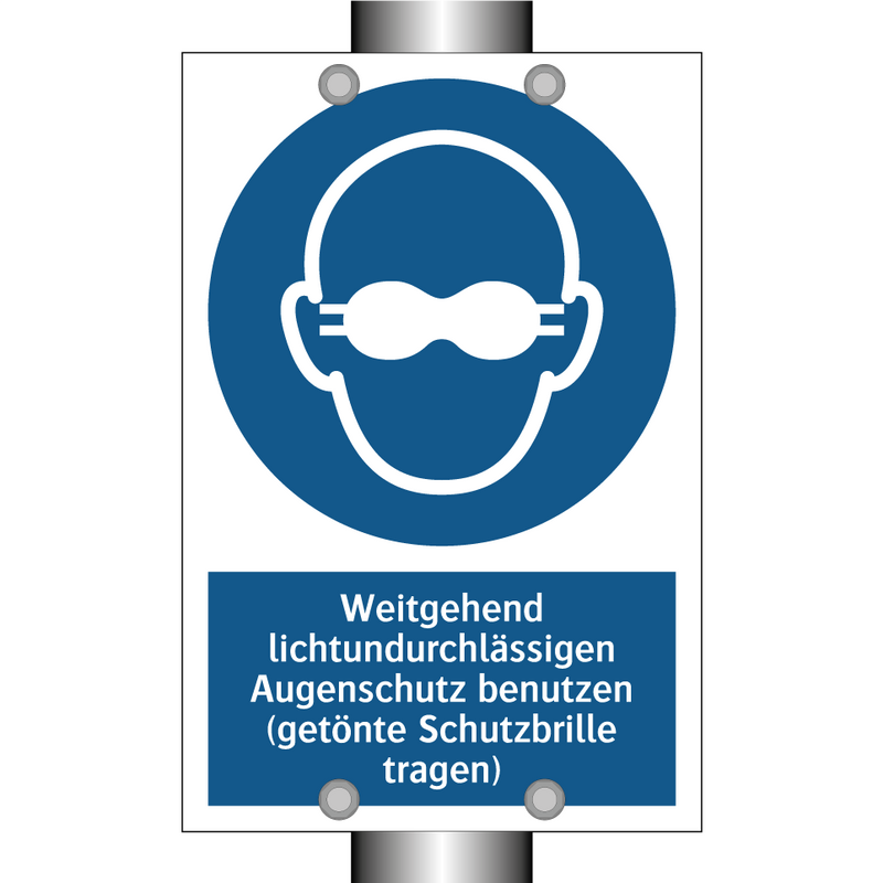 Weitgehend lichtundurchlässigen Augenschutz benutzen (getönte Schutzbrille tragen)