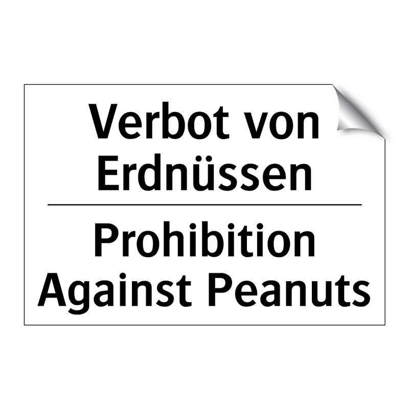 Verbot von Erdnüssen - Prohibition Against Peanuts