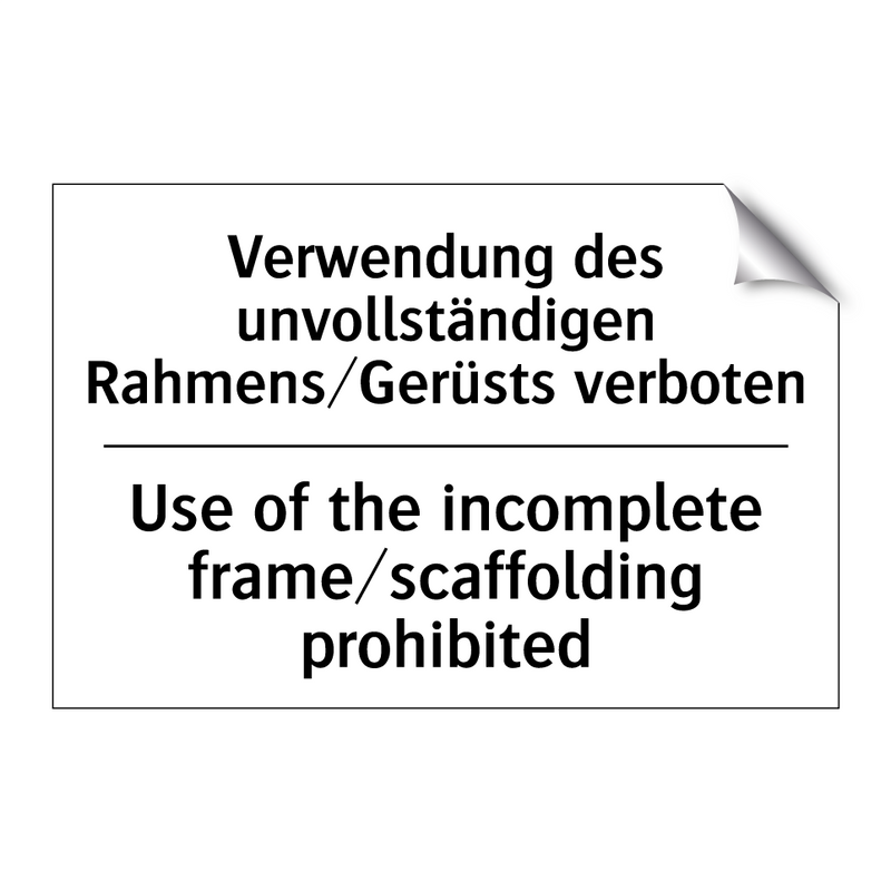 Verwendung des unvollständigen /.../ - Use of the incomplete frame/scaffolding /.../