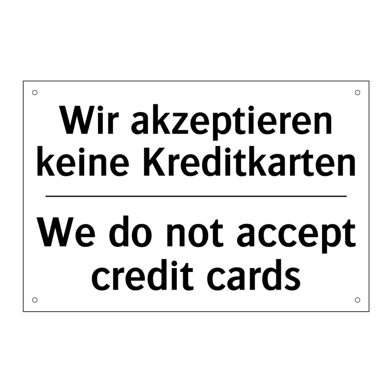 Wir akzeptieren keine Kreditkarten/.../ - We do not accept credit cards