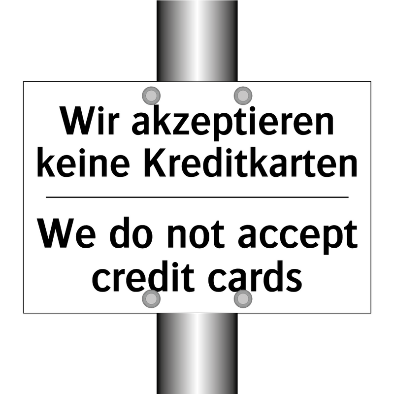 Wir akzeptieren keine Kreditkarten/.../ - We do not accept credit cards