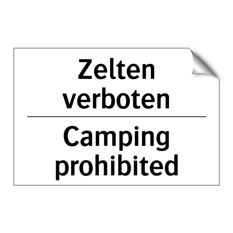 Zelten verboten - Camping prohibited