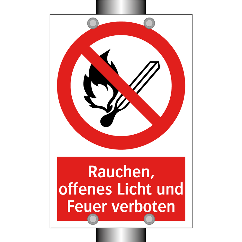 Rauchen, offenes Licht und Feuer verboten