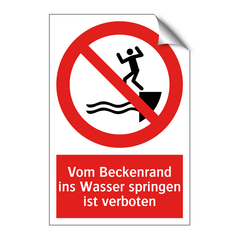 Vom Beckenrand ins Wasser springen ist verboten