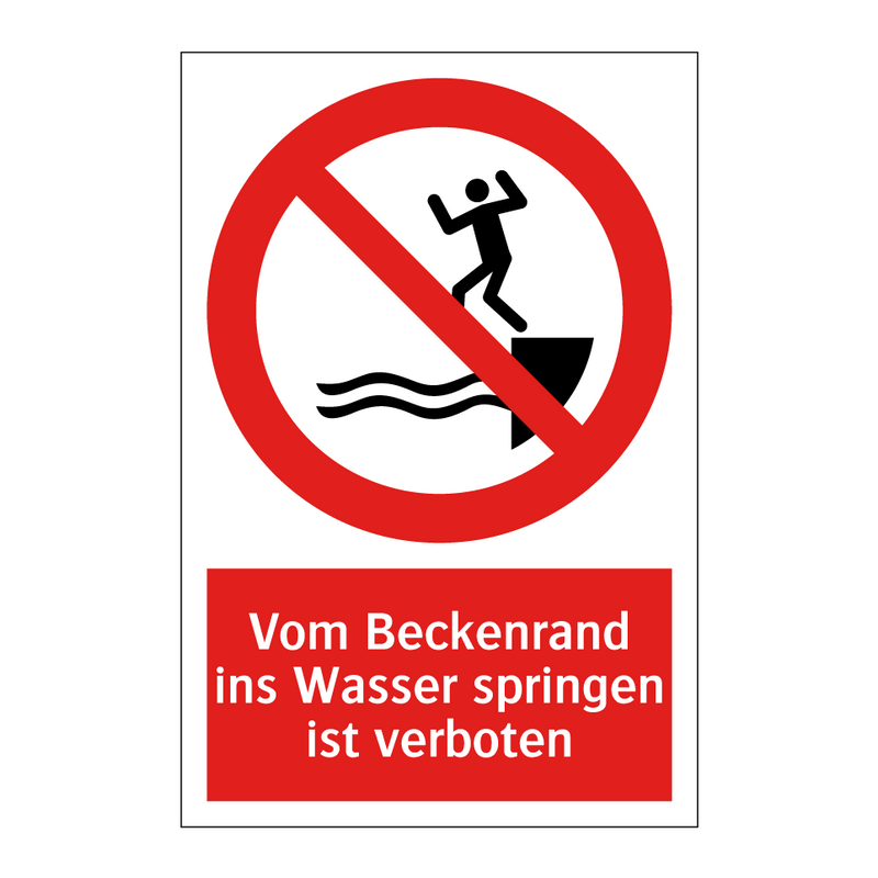 Vom Beckenrand ins Wasser springen ist verboten