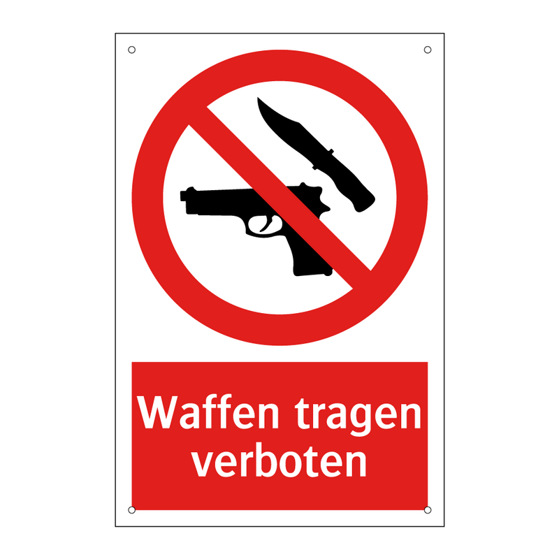 Waffen tragen verboten