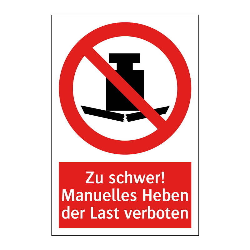 Zu schwer! Manuelles Heben der Last verboten