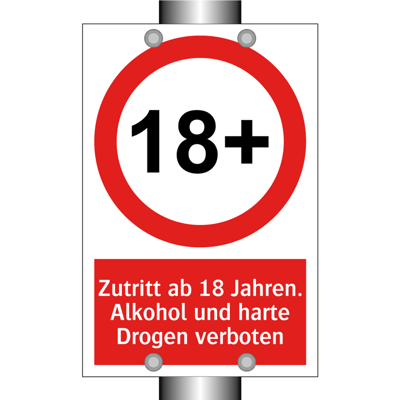 Zutritt ab 18 Jahren. Alkohol und harte Drogen verboten