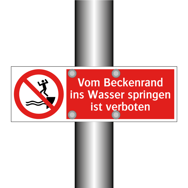 Vom Beckenrand ins Wasser springen ist verboten