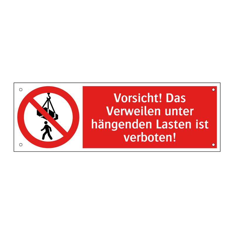 Vorsicht! Das Verweilen unter hängenden Lasten ist verboten!