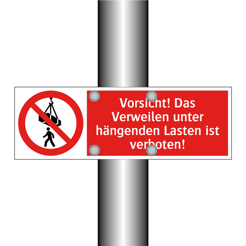 Vorsicht! Das Verweilen unter hängenden Lasten ist verboten!