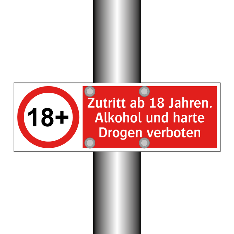 Zutritt ab 18 Jahren. Alkohol und harte Drogen verboten